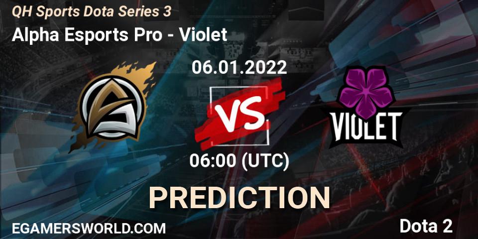 Alpha Esports Pro - Violet: ennuste. 06.01.2022 at 06:26, Dota 2, QH Sports Dota Series 3