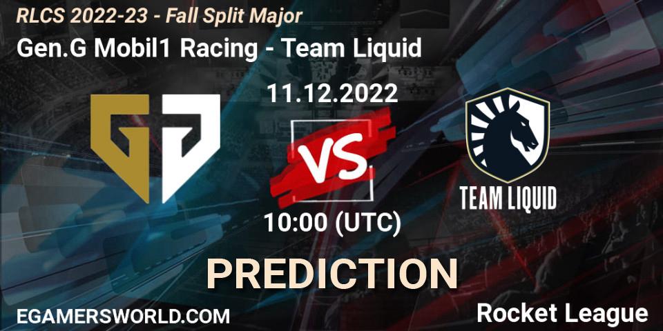 Gen.G Mobil1 Racing - Team Liquid: ennuste. 11.12.2022 at 10:00, Rocket League, RLCS 2022-23 - Fall Split Major