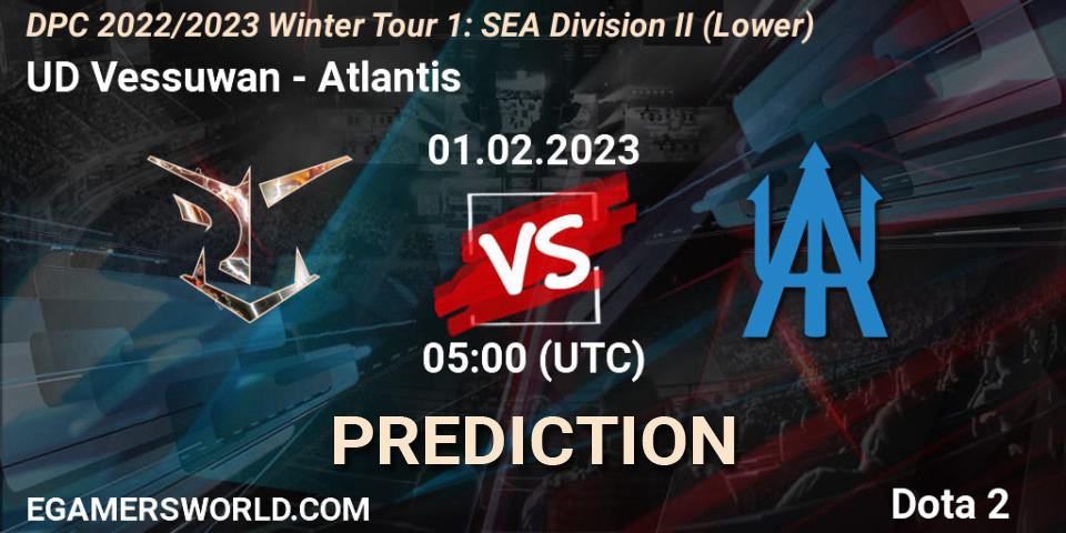 UD Vessuwan - Atlantis: ennuste. 01.02.23, Dota 2, DPC 2022/2023 Winter Tour 1: SEA Division II (Lower)
