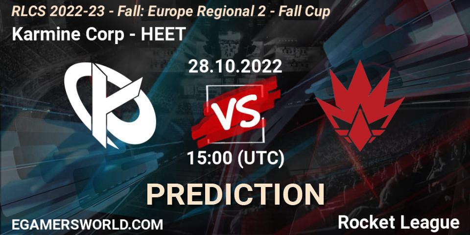 Karmine Corp - HEET: ennuste. 28.10.2022 at 15:00, Rocket League, RLCS 2022-23 - Fall: Europe Regional 2 - Fall Cup