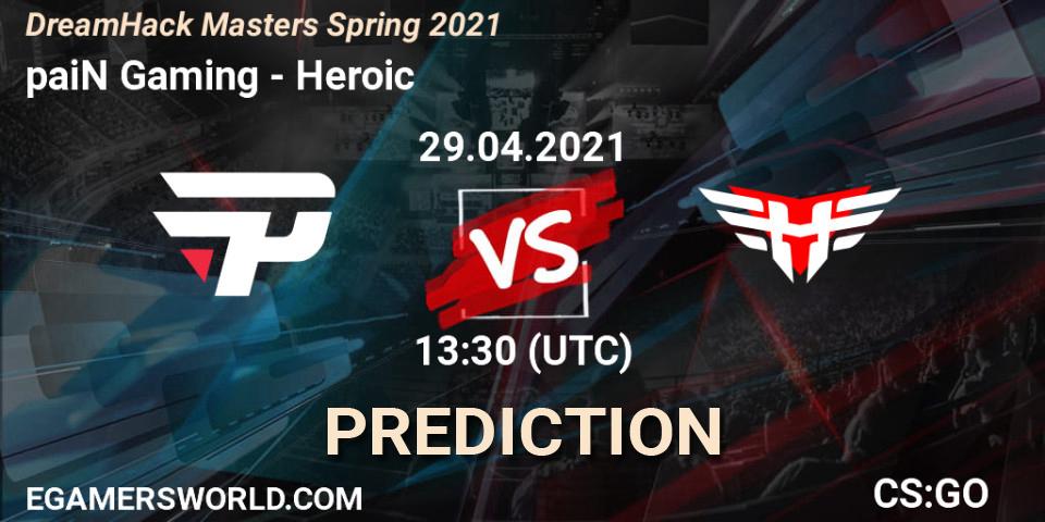 paiN Gaming - Heroic: ennuste. 29.04.2021 at 14:25, Counter-Strike (CS2), DreamHack Masters Spring 2021