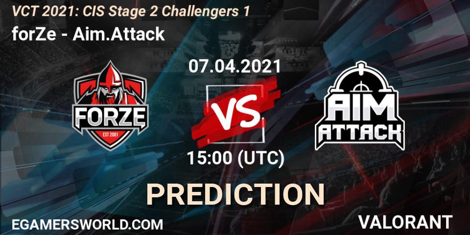 forZe - Aim.Attack: ennuste. 07.04.2021 at 15:00, VALORANT, VCT 2021: CIS Stage 2 Challengers 1