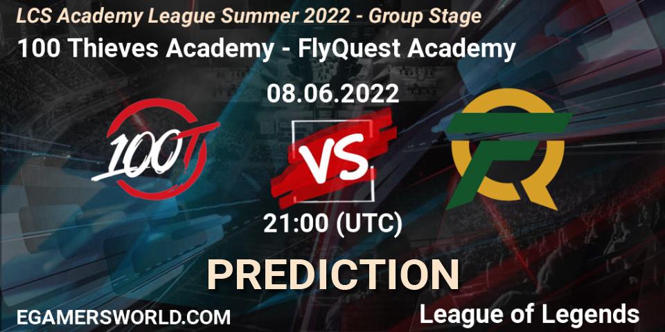 100 Thieves Academy - FlyQuest Academy: ennuste. 08.06.22, LoL, LCS Academy League Summer 2022 - Group Stage