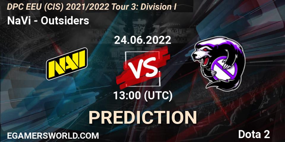 NaVi - Outsiders: ennuste. 24.06.2022 at 13:01, Dota 2, DPC EEU (CIS) 2021/2022 Tour 3: Division I