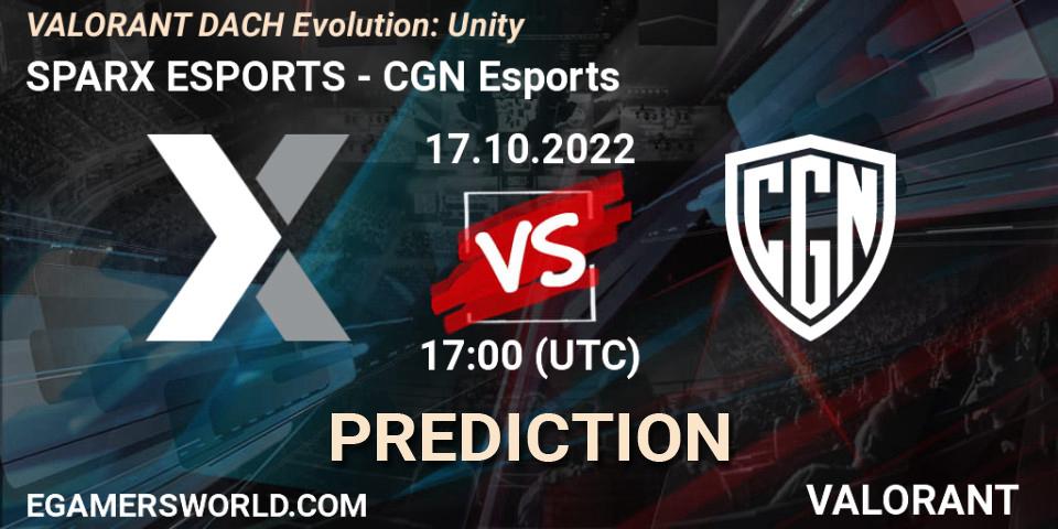 SPARX ESPORTS - CGN Esports: ennuste. 17.10.2022 at 17:00, VALORANT, VALORANT DACH Evolution: Unity