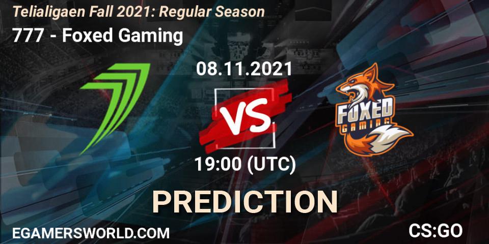 777 - Foxed Gaming: ennuste. 08.11.2021 at 19:00, Counter-Strike (CS2), Telialigaen Fall 2021: Regular Season