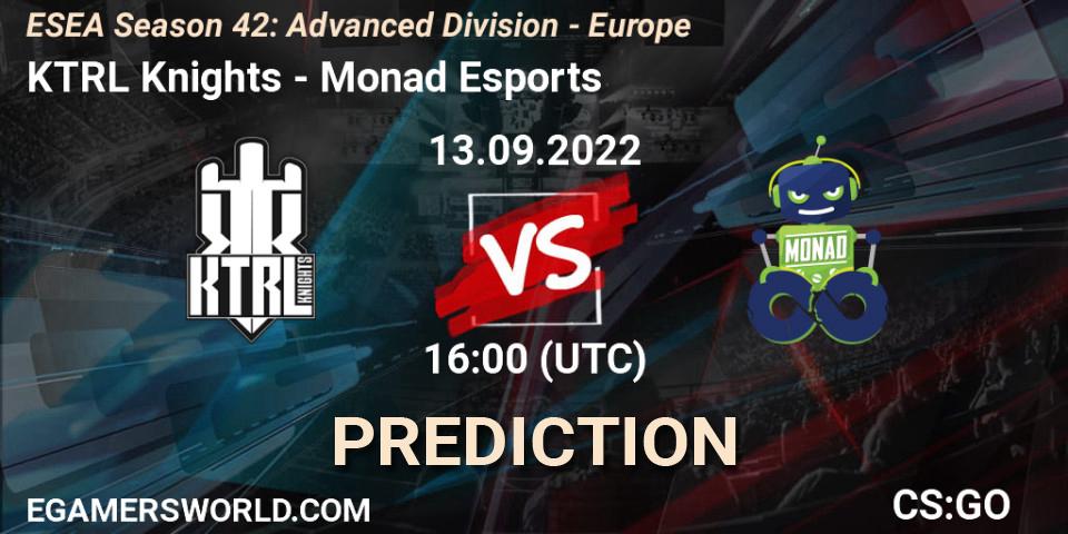 KTRL Knights - Monad Esports: ennuste. 13.09.2022 at 16:00, Counter-Strike (CS2), ESEA Season 42: Advanced Division - Europe