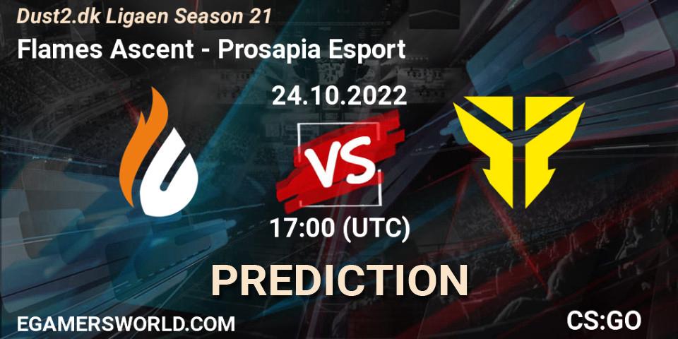 Flames Ascent - Prosapia Esport: ennuste. 24.10.2022 at 18:00, Counter-Strike (CS2), Dust2.dk Ligaen Season 21