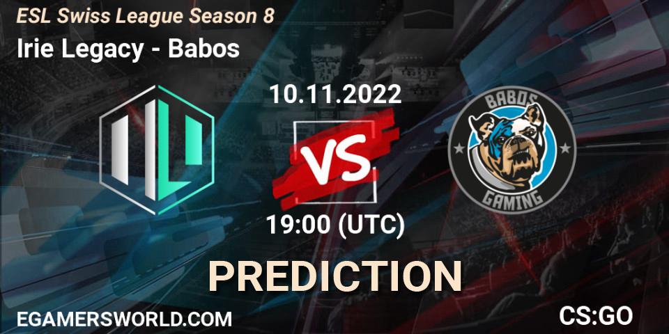 Irie Legacy - Babos: ennuste. 10.11.2022 at 19:00, Counter-Strike (CS2), ESL Swiss League Season 8