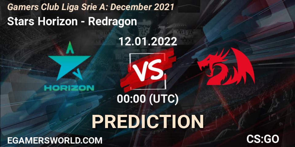 Stars Horizon - Redragon: ennuste. 12.01.2022 at 00:00, Counter-Strike (CS2), Gamers Club Liga Série A: December 2021