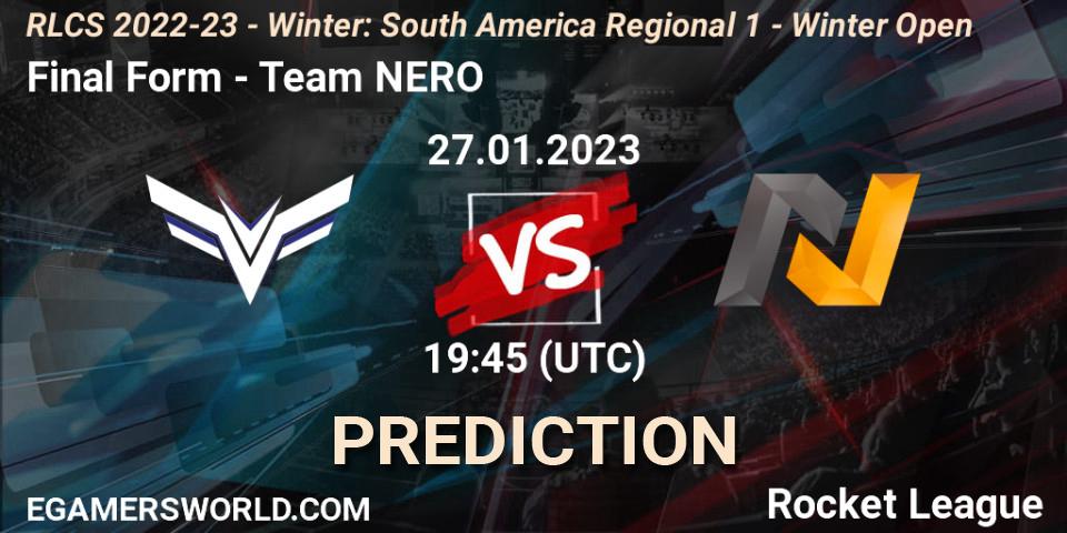 Final Form - Team NERO: ennuste. 27.01.2023 at 19:45, Rocket League, RLCS 2022-23 - Winter: South America Regional 1 - Winter Open