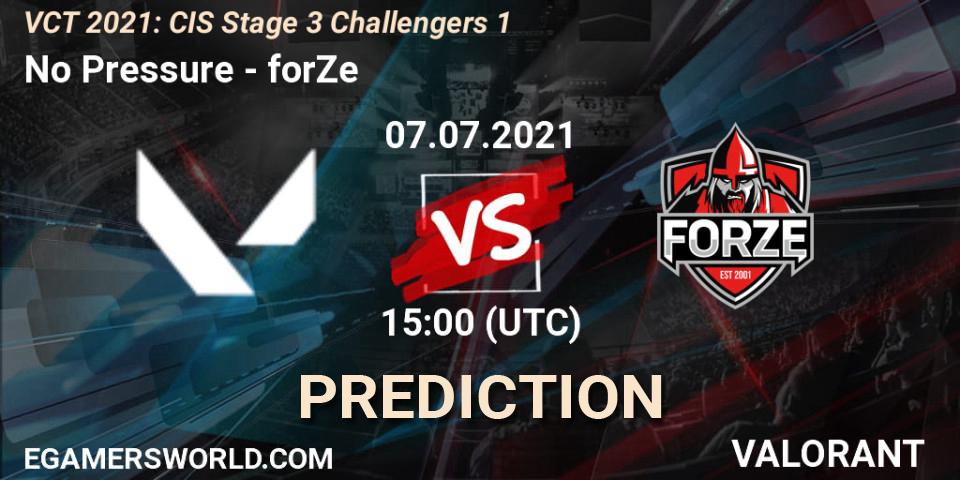 No Pressure - forZe: ennuste. 07.07.2021 at 15:00, VALORANT, VCT 2021: CIS Stage 3 Challengers 1