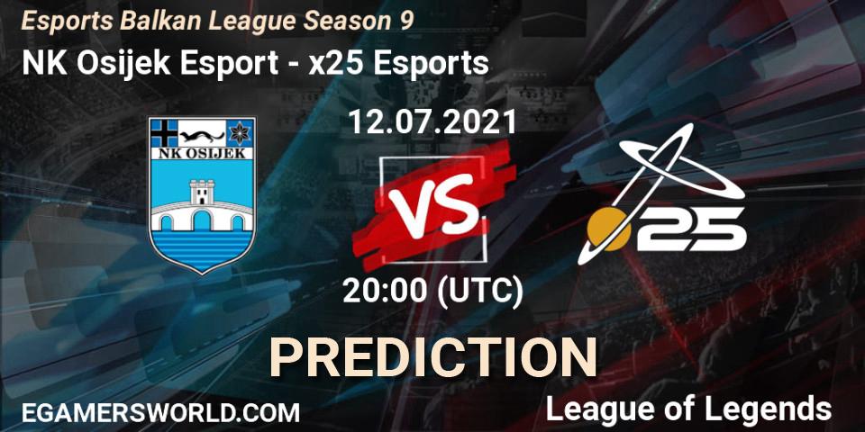 NK Osijek Esport - x25 Esports: ennuste. 12.07.2021 at 20:00, LoL, Esports Balkan League Season 9