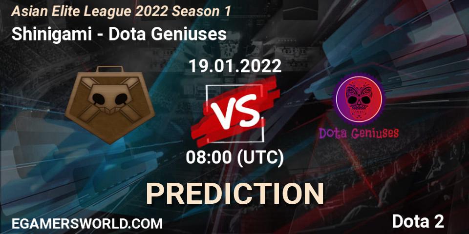 Shinigami - Dota Geniuses: ennuste. 19.01.2022 at 07:58, Dota 2, Asian Elite League 2022 Season 1