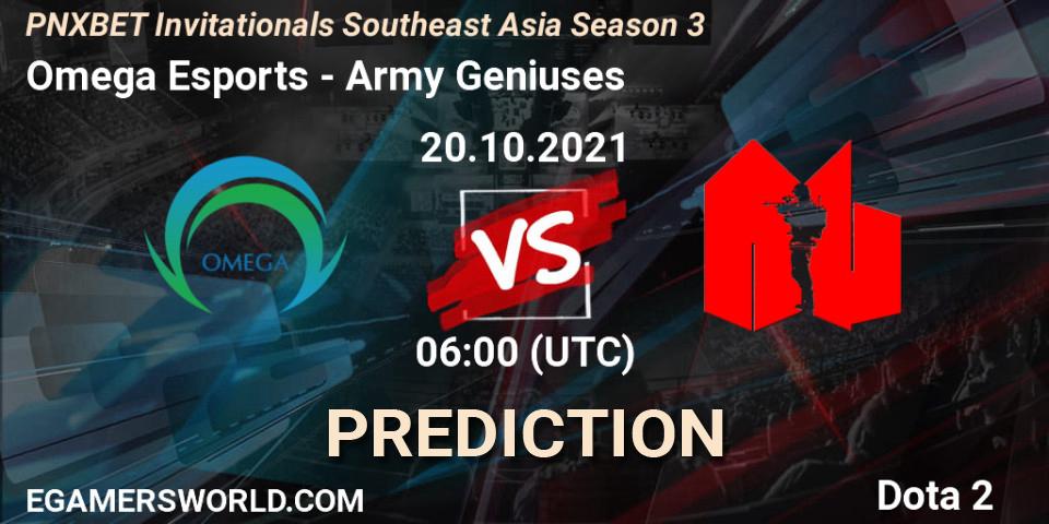Omega Esports - Army Geniuses: ennuste. 20.10.2021 at 06:07, Dota 2, PNXBET Invitationals Southeast Asia Season 3