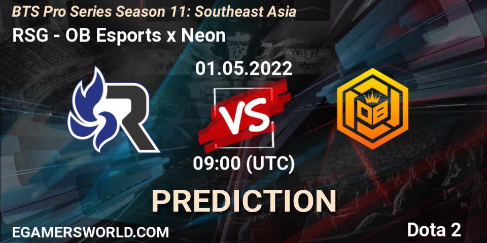 RSG - OB Esports x Neon: ennuste. 30.04.2022 at 09:16, Dota 2, BTS Pro Series Season 11: Southeast Asia