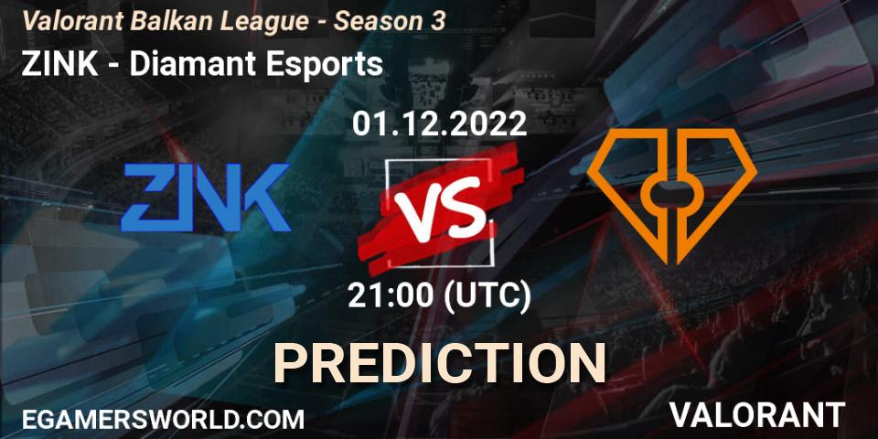 ZINK - Diamant Esports: ennuste. 01.12.22, VALORANT, Valorant Balkan League - Season 3