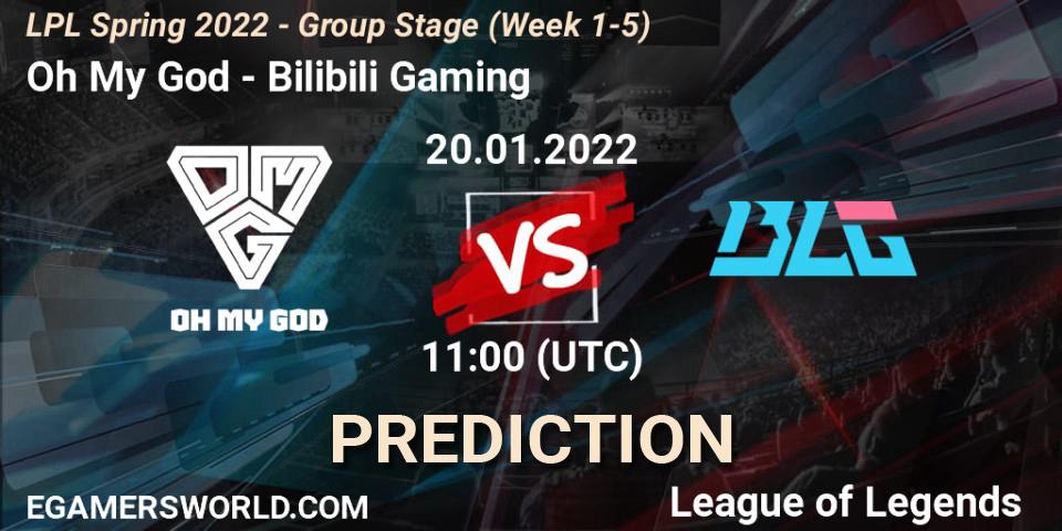 Oh My God - Bilibili Gaming: ennuste. 20.01.2022 at 12:00, LoL, LPL Spring 2022 - Group Stage (Week 1-5)
