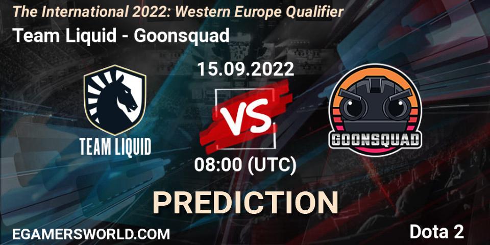 Team Liquid - Goonsquad: ennuste. 15.09.2022 at 08:06, Dota 2, The International 2022: Western Europe Qualifier