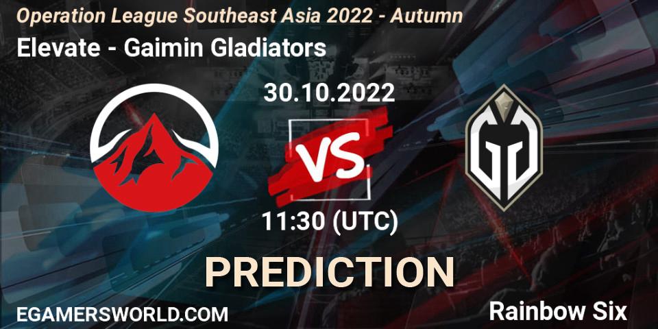 Elevate - Gaimin Gladiators: ennuste. 30.10.2022 at 11:30, Rainbow Six, Operation League Southeast Asia 2022 - Autumn