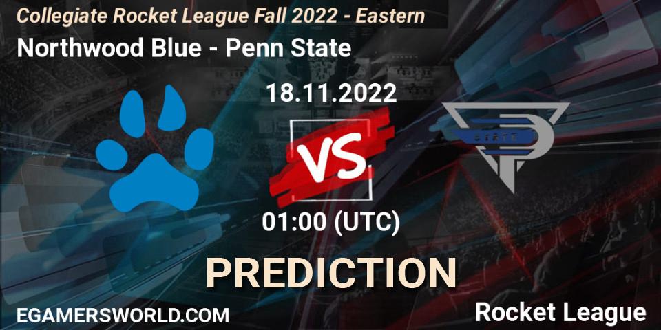 Northwood Blue - Penn State: ennuste. 18.11.2022 at 02:00, Rocket League, Collegiate Rocket League Fall 2022 - Eastern