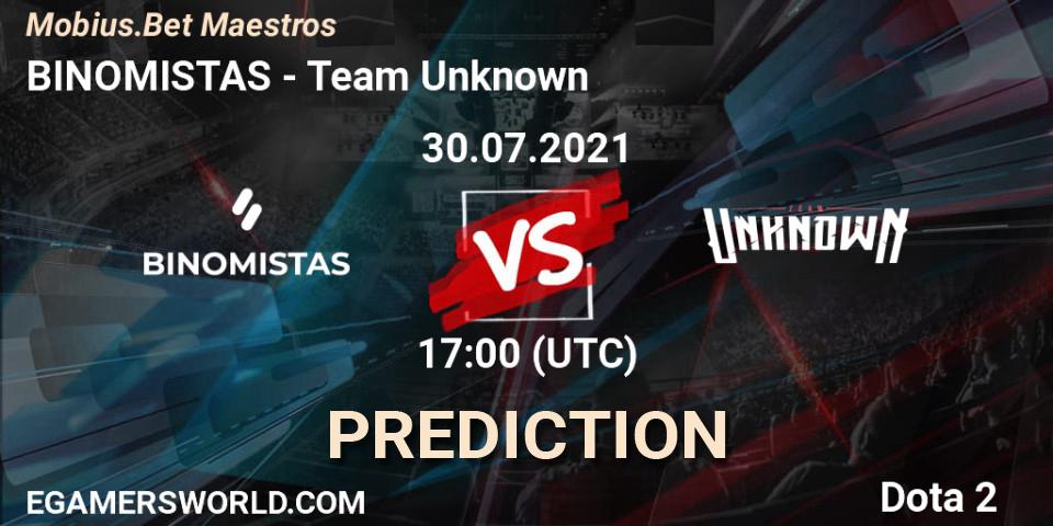BINOMISTAS - Team Unknown: ennuste. 30.07.2021 at 19:00, Dota 2, Mobius.Bet Maestros
