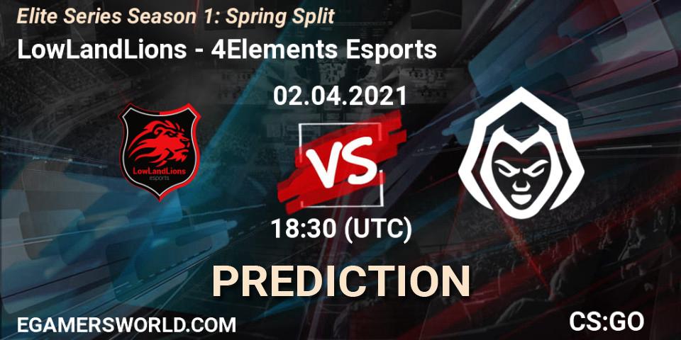 LowLandLions - 4Elements Esports: ennuste. 02.04.2021 at 19:10, Counter-Strike (CS2), Elite Series Season 1: Spring Split