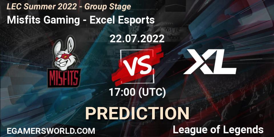 Misfits Gaming - Excel Esports: ennuste. 22.07.22, LoL, LEC Summer 2022 - Group Stage