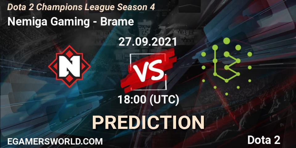 Nemiga Gaming - Brame: ennuste. 27.09.2021 at 18:57, Dota 2, Dota 2 Champions League Season 4