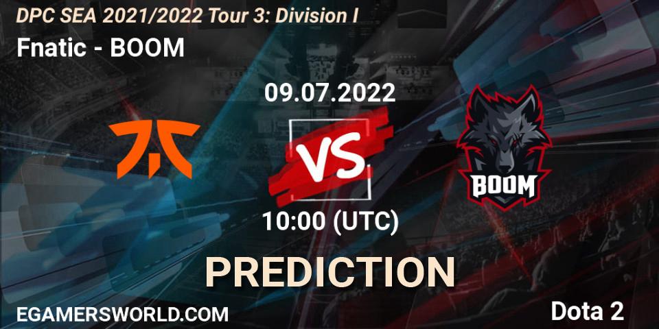 Fnatic - BOOM: ennuste. 09.07.2022 at 10:00, Dota 2, DPC SEA 2021/2022 Tour 3: Division I
