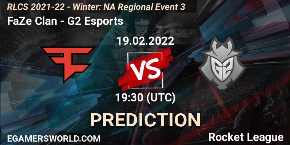 FaZe Clan - G2 Esports: ennuste. 19.02.2022 at 19:15, Rocket League, RLCS 2021-22 - Winter: NA Regional Event 3