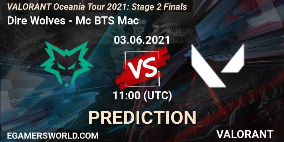 Dire Wolves - Mc BTS Mac: ennuste. 03.06.2021 at 11:30, VALORANT, VALORANT Oceania Tour 2021: Stage 2 Finals