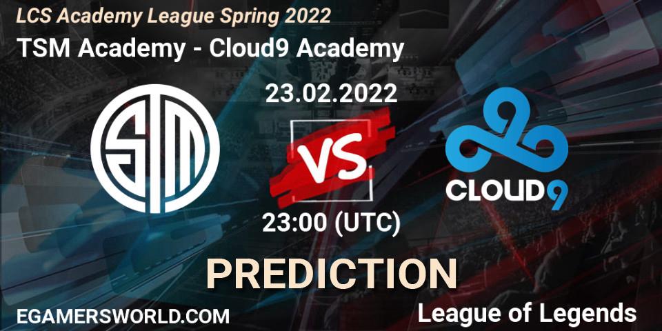 TSM Academy - Cloud9 Academy: ennuste. 23.02.2022 at 23:00, LoL, LCS Academy League Spring 2022