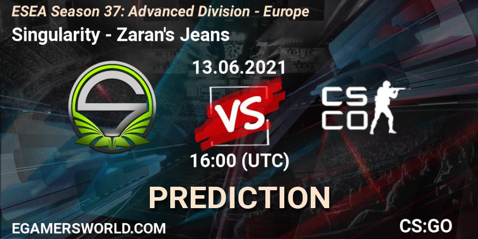 Singularity - Zaran's Jeans: ennuste. 13.06.2021 at 18:00, Counter-Strike (CS2), ESEA Season 37: Advanced Division - Europe