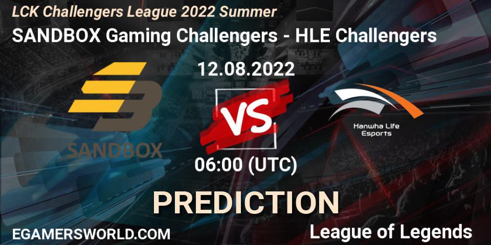 SANDBOX Gaming Challengers - HLE Challengers: ennuste. 12.08.2022 at 06:00, LoL, LCK Challengers League 2022 Summer