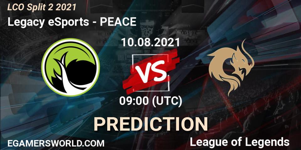 Legacy eSports - PEACE: ennuste. 10.08.2021 at 09:00, LoL, LCO Split 2 2021