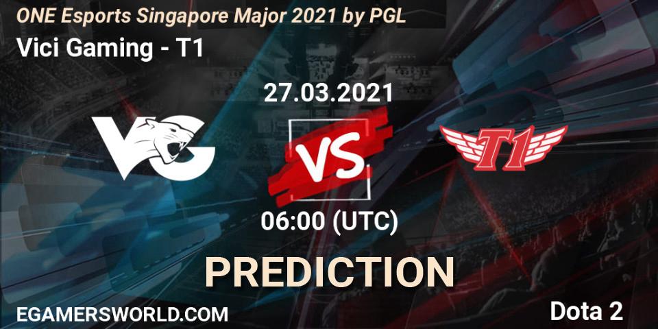 Vici Gaming - T1: ennuste. 27.03.2021 at 07:18, Dota 2, ONE Esports Singapore Major 2021