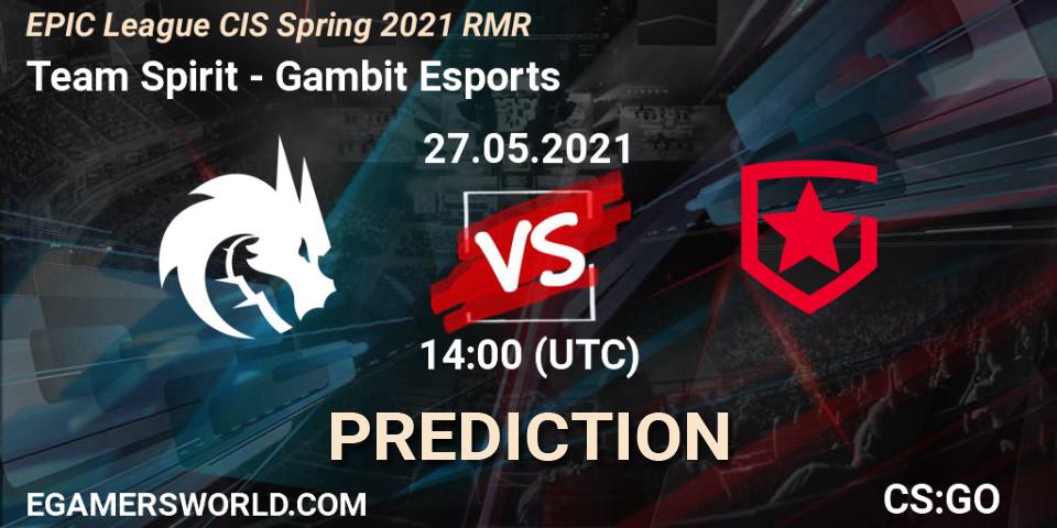 Team Spirit - Gambit Esports: ennuste. 27.05.2021 at 14:00, Counter-Strike (CS2), EPIC League CIS Spring 2021 RMR