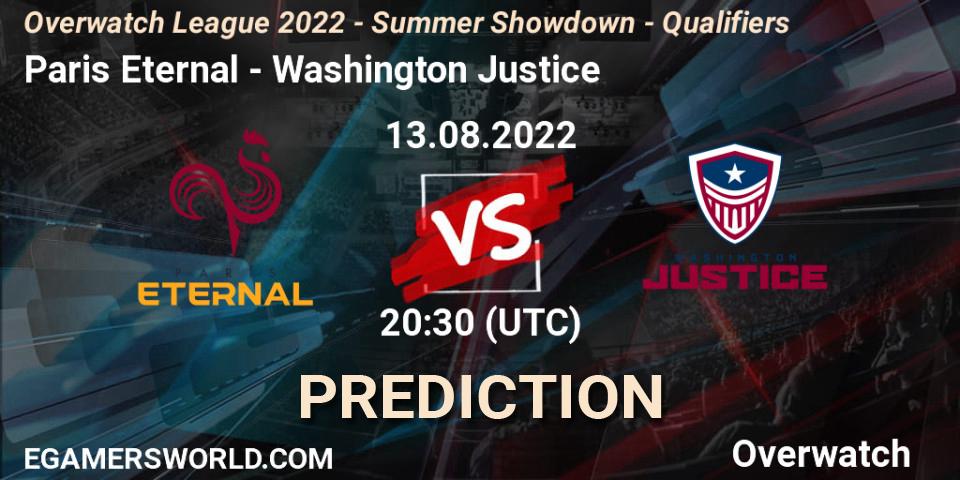 Paris Eternal - Washington Justice: ennuste. 13.08.2022 at 20:30, Overwatch, Overwatch League 2022 - Summer Showdown - Qualifiers