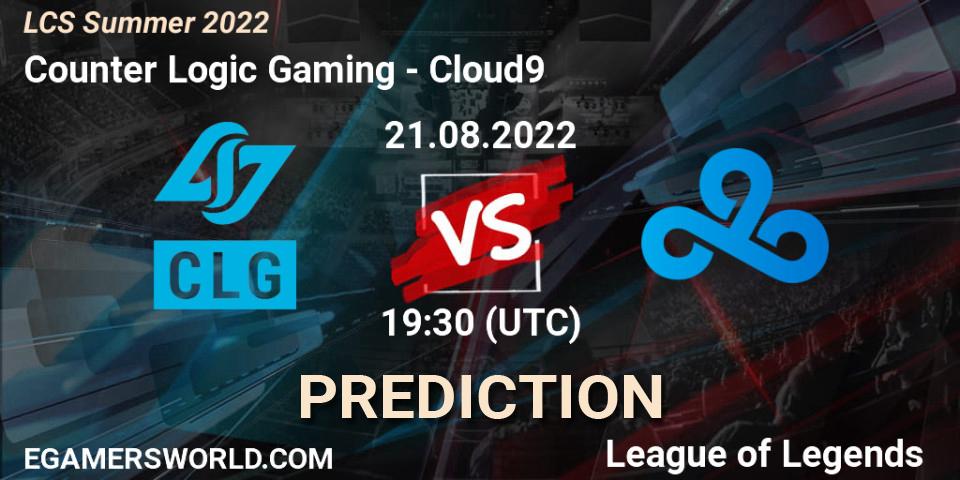Counter Logic Gaming - Cloud9: ennuste. 21.08.22, LoL, LCS Summer 2022