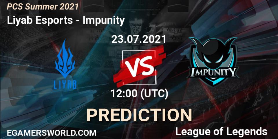 Liyab Esports - Impunity: ennuste. 23.07.2021 at 12:30, LoL, PCS Summer 2021