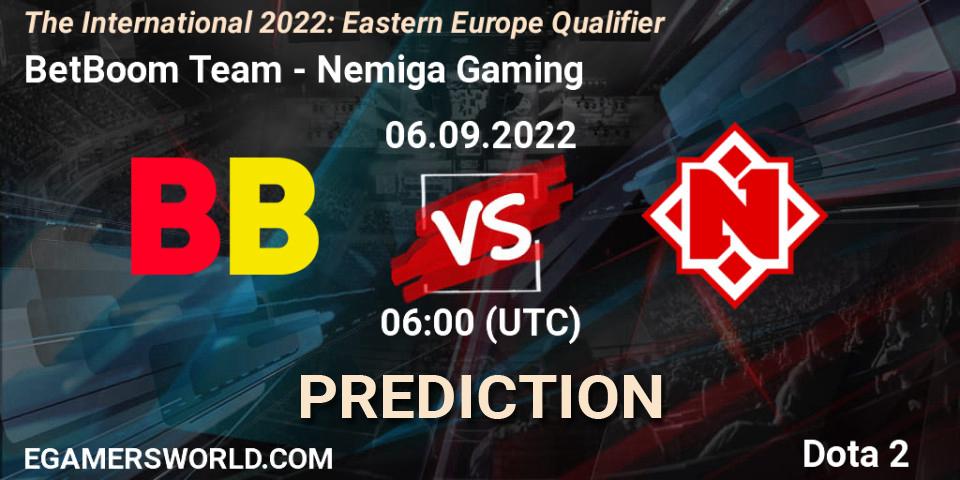 BetBoom Team - Nemiga Gaming: ennuste. 06.09.22, Dota 2, The International 2022: Eastern Europe Qualifier