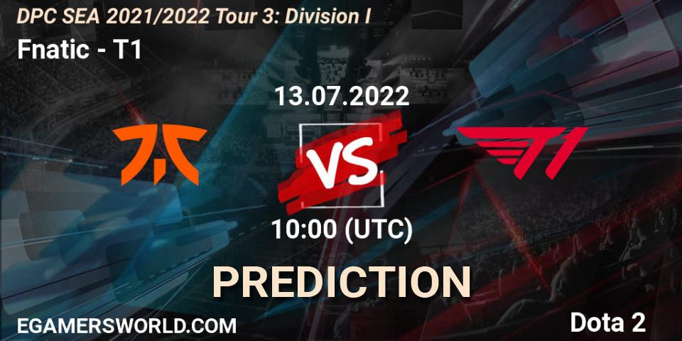 Fnatic - T1: ennuste. 14.07.2022 at 10:15, Dota 2, DPC SEA 2021/2022 Tour 3: Division I
