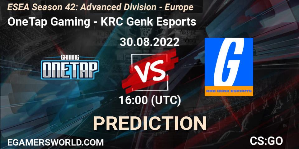 OneTap Gaming - KRC Genk Esports: ennuste. 30.08.2022 at 16:00, Counter-Strike (CS2), ESEA Season 42: Advanced Division - Europe
