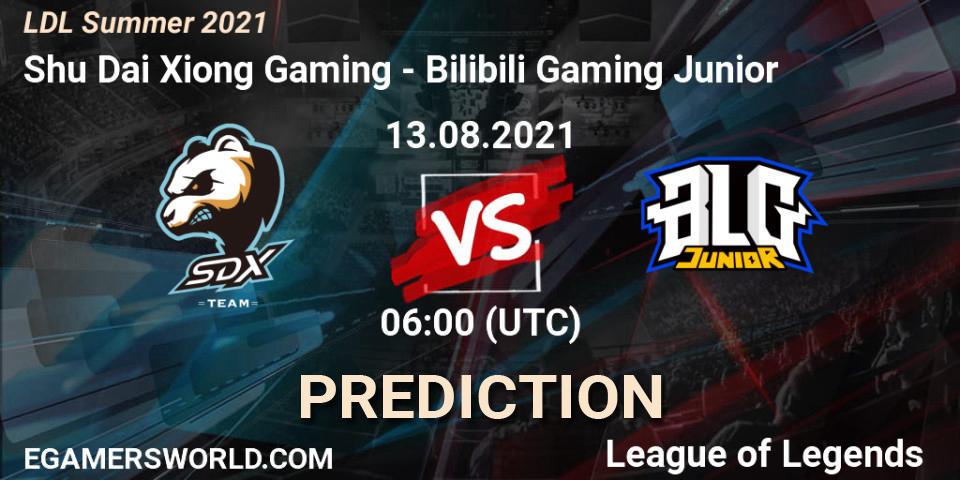 Shu Dai Xiong Gaming - Bilibili Gaming Junior: ennuste. 13.08.2021 at 06:00, LoL, LDL Summer 2021