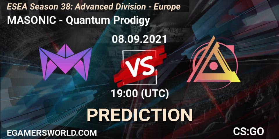 MASONIC - Quantum Prodigy: ennuste. 08.09.2021 at 19:00, Counter-Strike (CS2), ESEA Season 38: Advanced Division - Europe