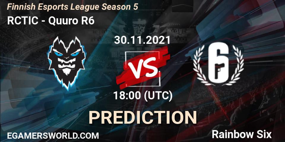 RCTIC - Quuro R6: ennuste. 30.11.2021 at 18:00, Rainbow Six, Finnish Esports League Season 5