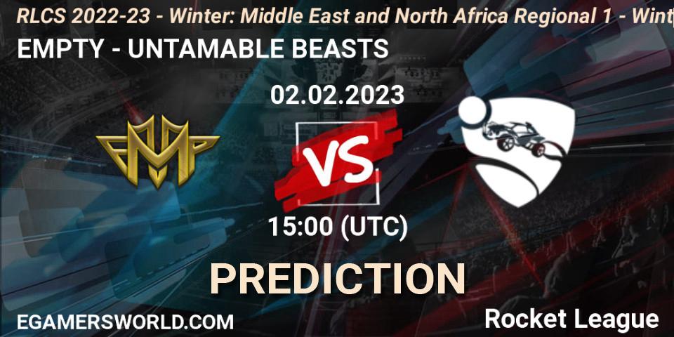 EMPTY - UNTAMABLE BEASTS: ennuste. 02.02.23, Rocket League, RLCS 2022-23 - Winter: Middle East and North Africa Regional 1 - Winter Open