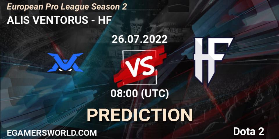 ALIS VENTORUS - HF: ennuste. 26.07.2022 at 11:00, Dota 2, European Pro League Season 2