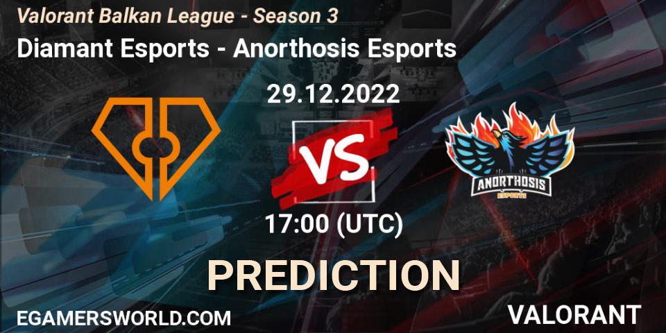 Diamant Esports - Anorthosis Esports: ennuste. 29.12.2022 at 17:00, VALORANT, Valorant Balkan League - Season 3
